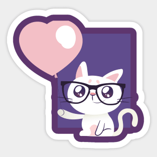 Cat with Balloon Sticker